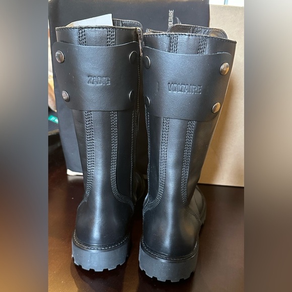 NIB ZADIG & VOLTAIRE Joe High Smooth Calfskin Moto Boots 39 US 8 Black Zipper - Picture 8 of 12